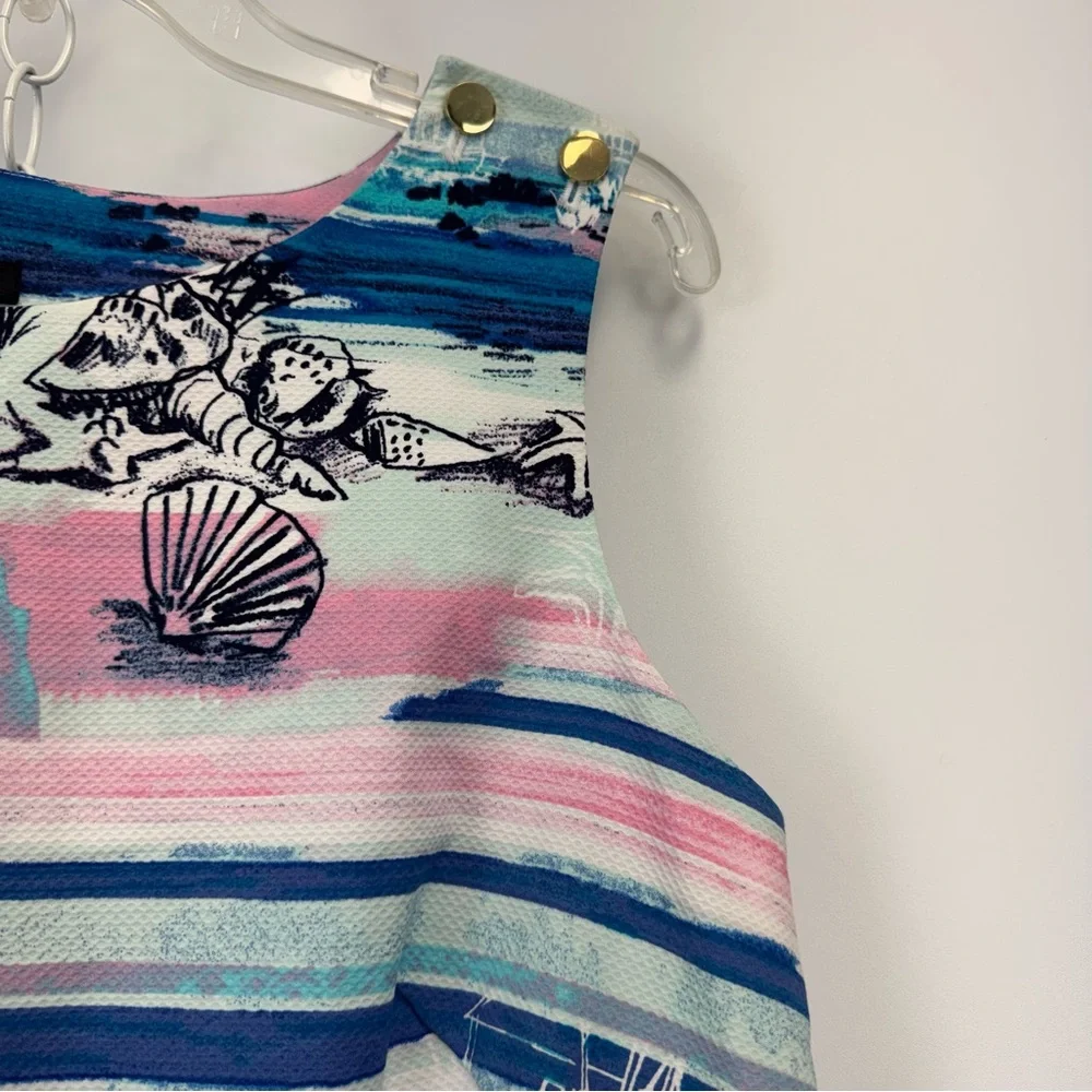Talbots Seaside Harbor Sheath Dress Watercolor Print Women's‎ Size 14P